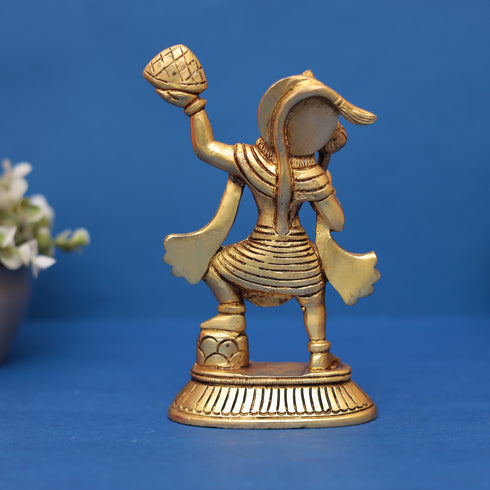 Brass Hanuman Idol | Carrying Sanjeevani Mountain 7" INCH