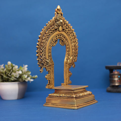 Small Brass Throne with Kirtimukha Prabhavali 12" INCH