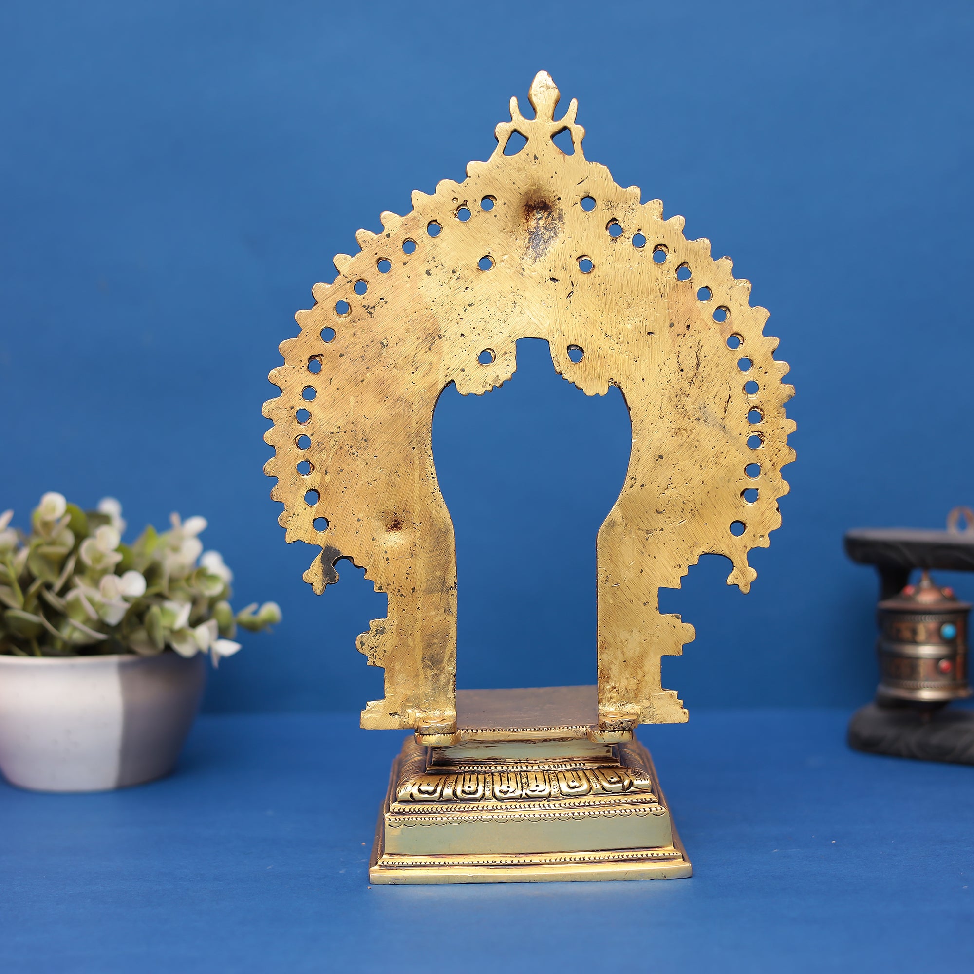 Small Brass Throne with Kirtimukha Prabhavali 12" INCH