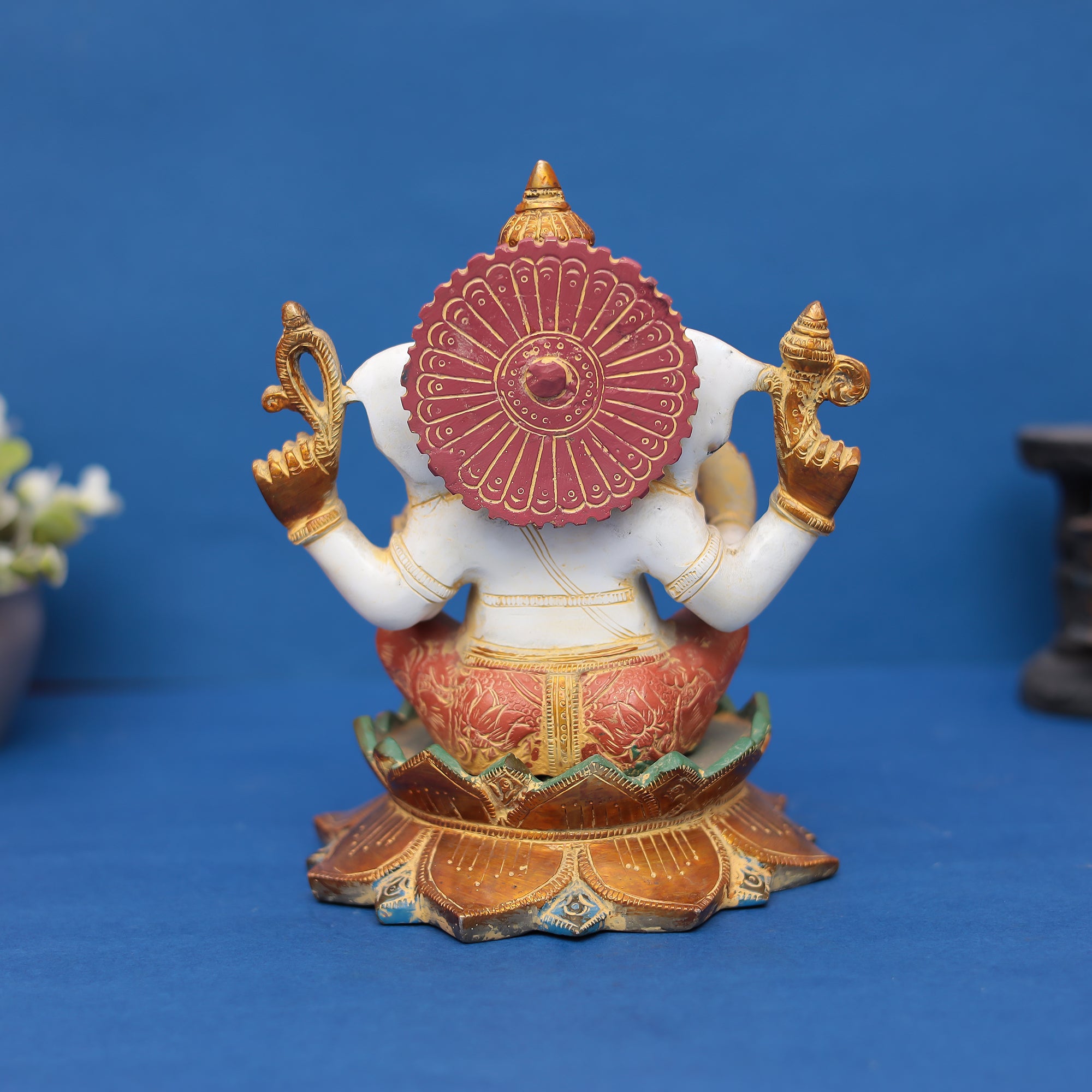 Lord Ganesha Idol on Lotus Base 9" INCH