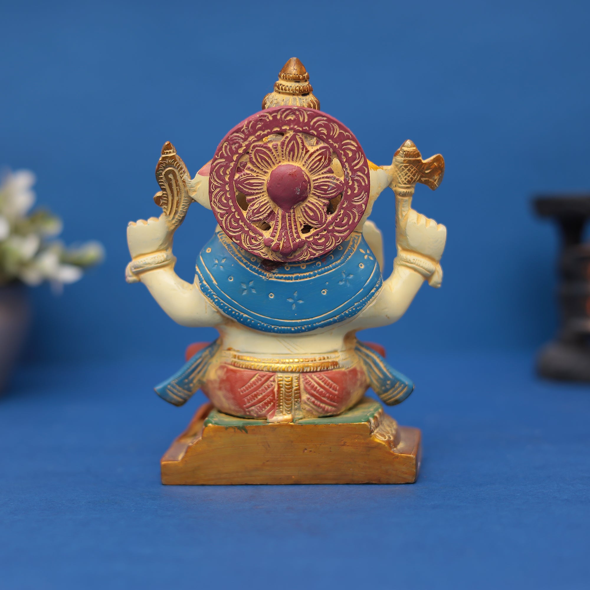 Brass Ganesha Multicolor finish 7" INCH