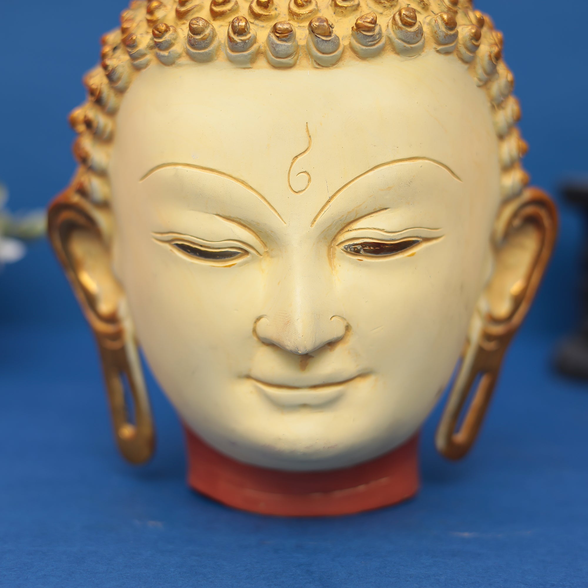 Buddha Head Idol Peaceful Multicolor Antique Finish 11" INCH