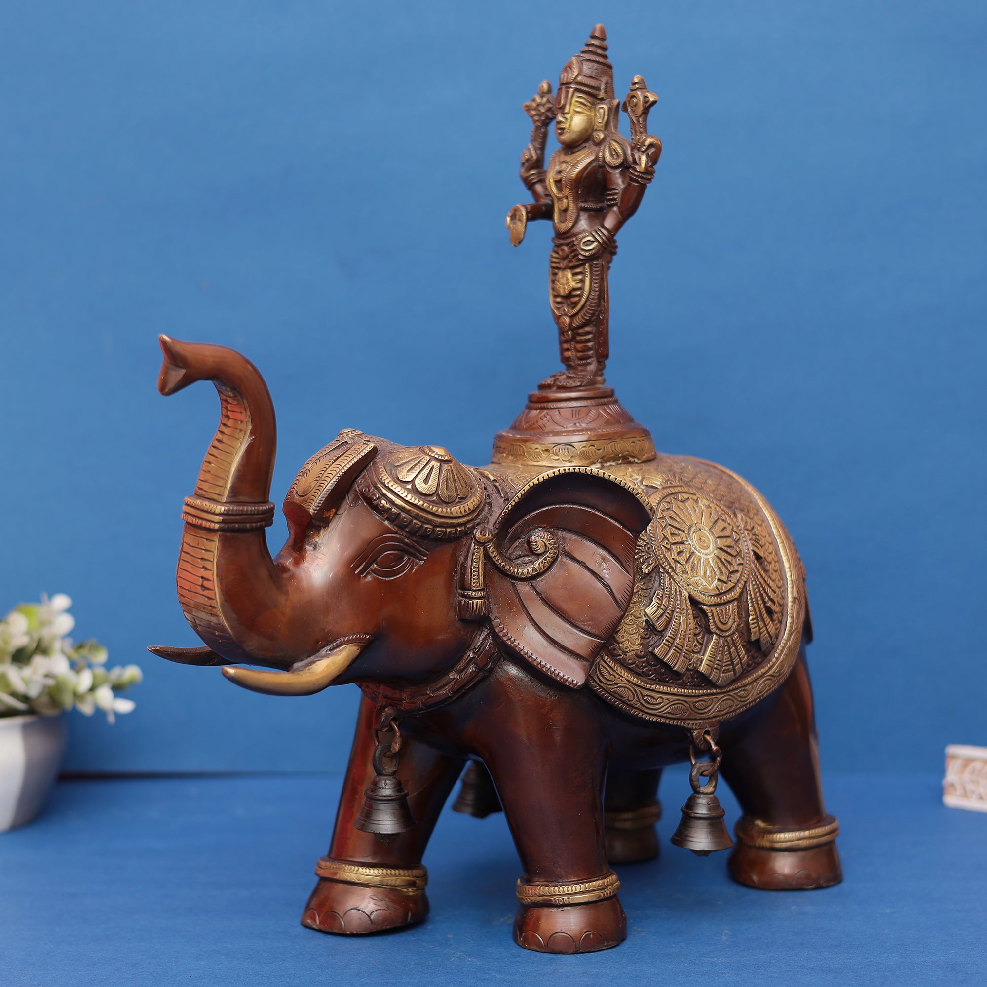 Pure Brass Lord Venkateshwara Swamy on Elephant 17" INCH