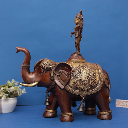 Pure Brass Lord Venkateshwara Swamy on Elephant 17" INCH