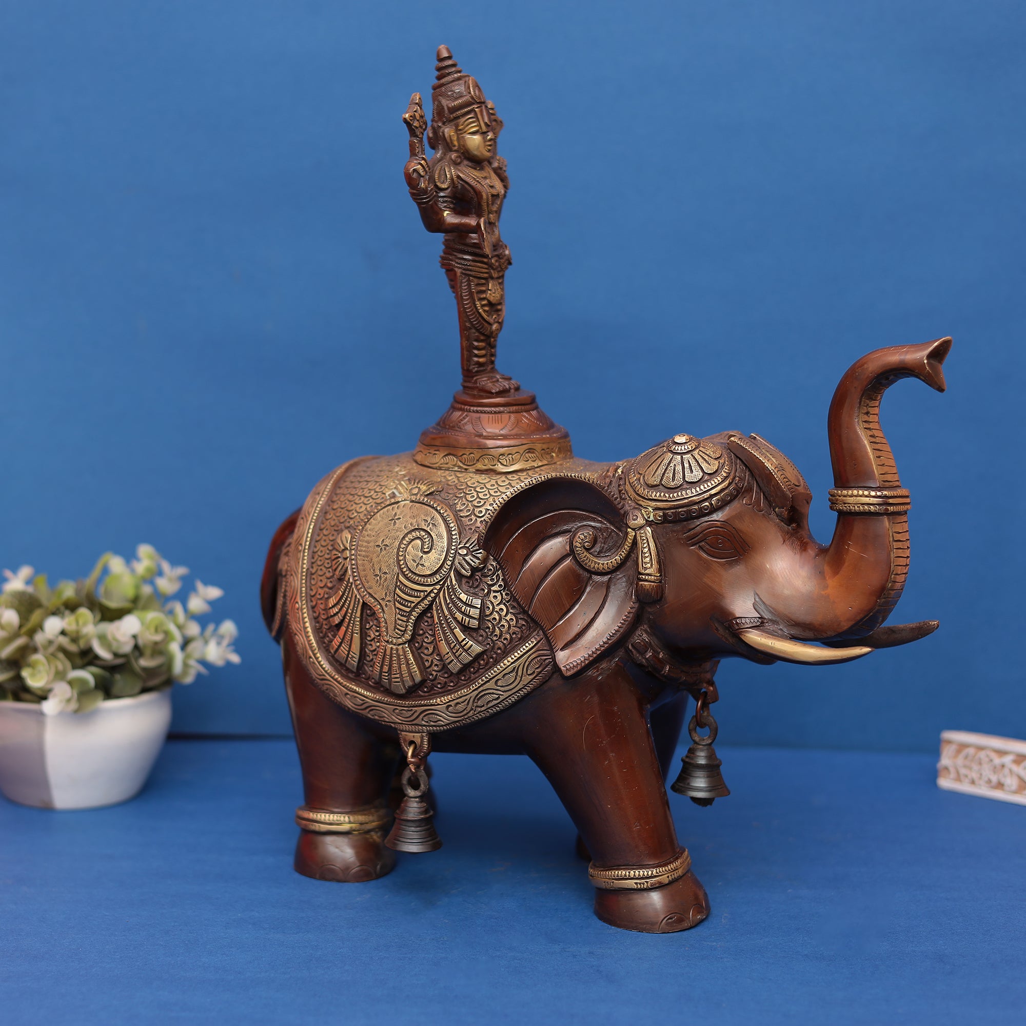 Pure Brass Lord Venkateshwara Swamy on Elephant 17" INCH