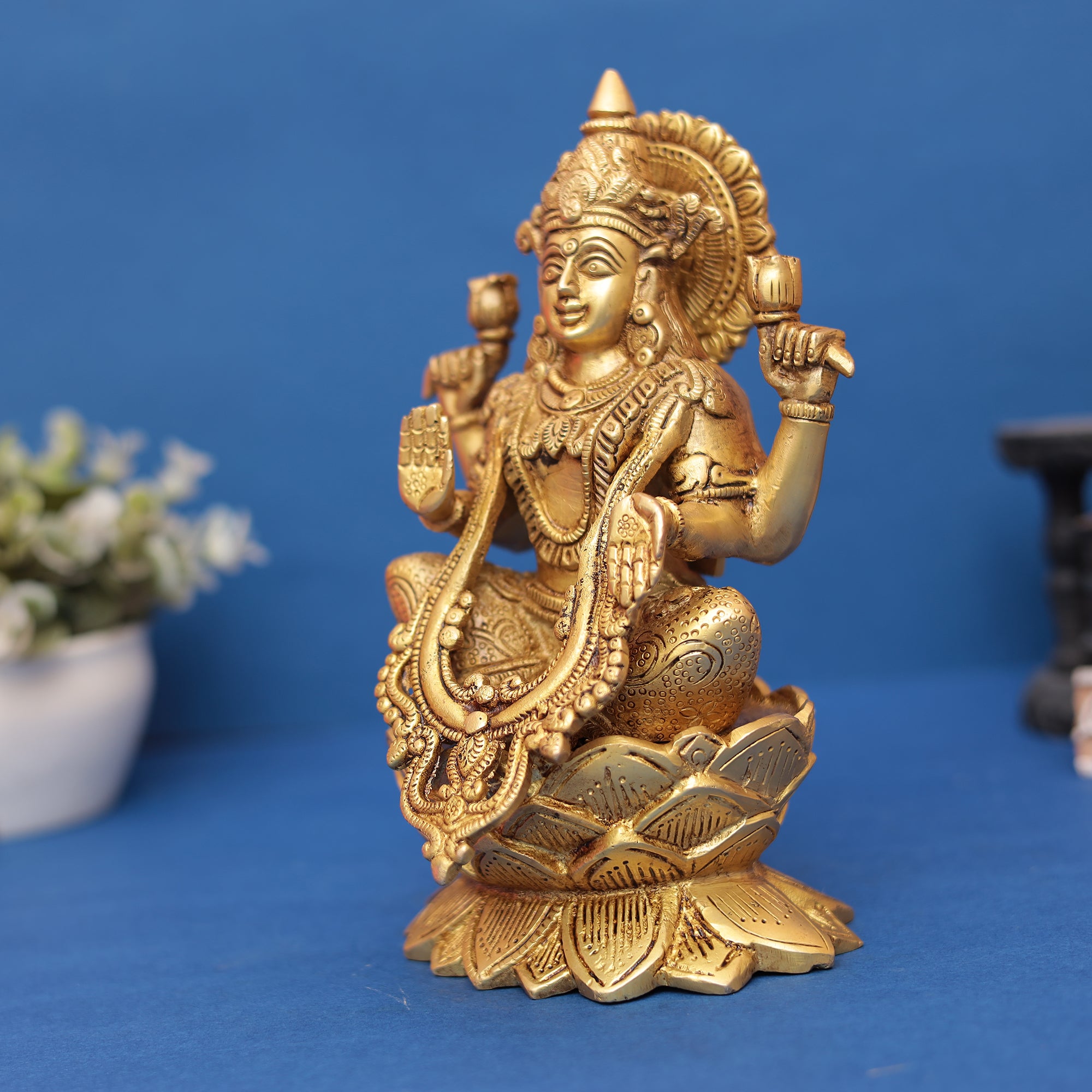 Brass Goddess Lakshmi Idol 9" INCH