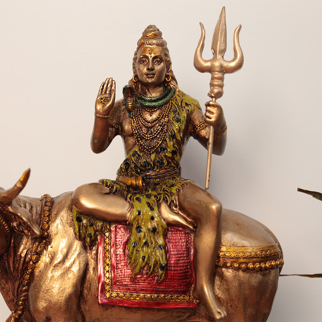 Shiva Sitting On Nandi/Nandi Shiva In 9 Inches (22.8 Cm)