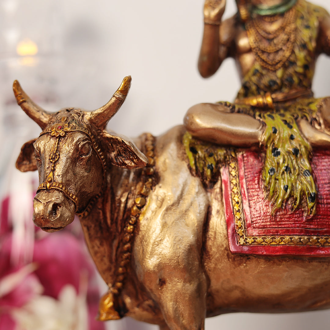 Shiva Sitting On Nandi/Nandi Shiva In 9 Inches (22.8 Cm)