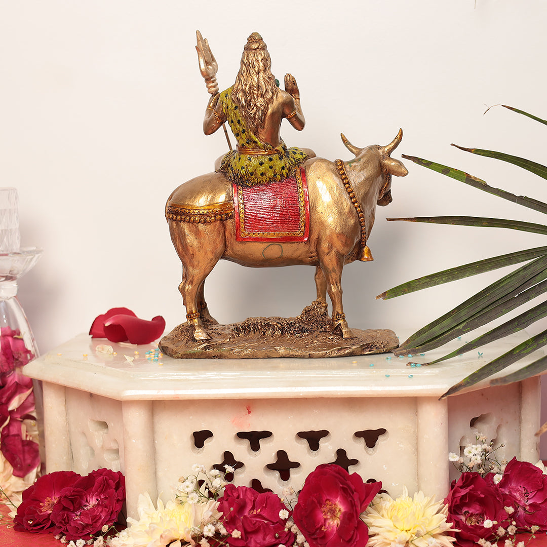 Shiva Sitting On Nandi/Nandi Shiva In 9 Inches (22.8 Cm)