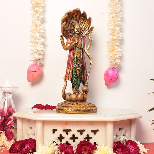 Lord Vishnu or Narayana in Resin (Marble Dust) | 12 Inches