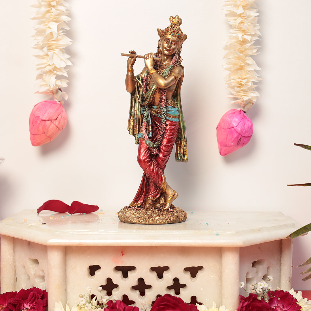 10" Standing Slim Krishna in Polyresin