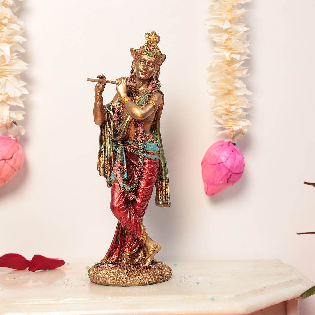 10" Standing Slim Krishna in Polyresin