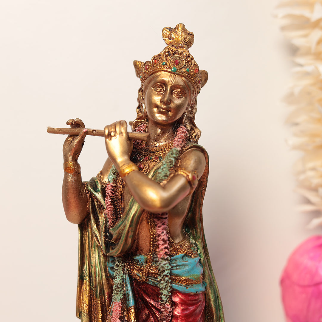 10" Standing Slim Krishna in Polyresin