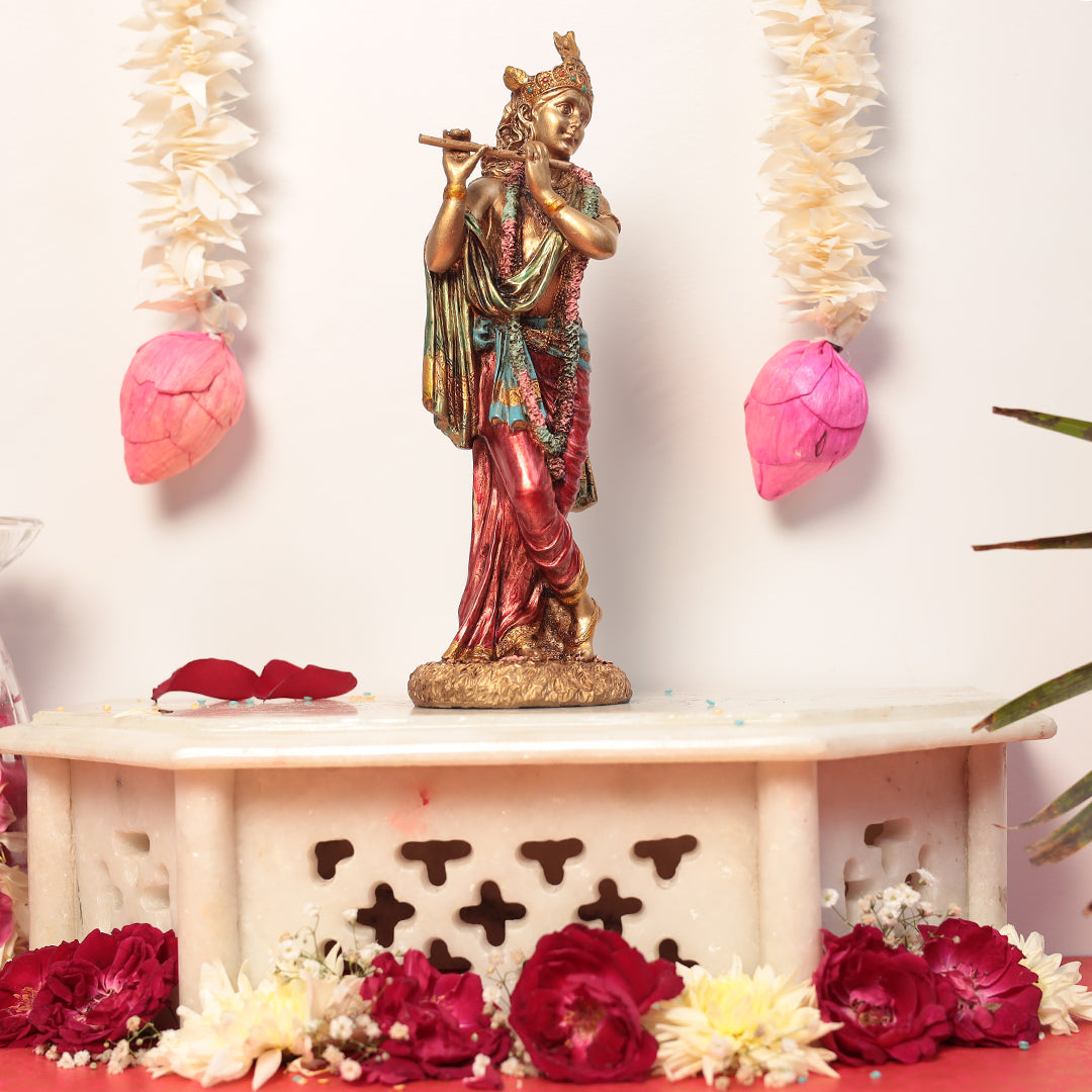 10" Standing Slim Krishna in Polyresin