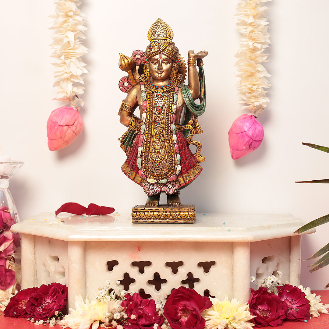 Alluring Shrinath Ji/Shreenath Ji/Dwarkadhish idol For Puja/Home/office/Gifting In 10 Inch (26 Cm)