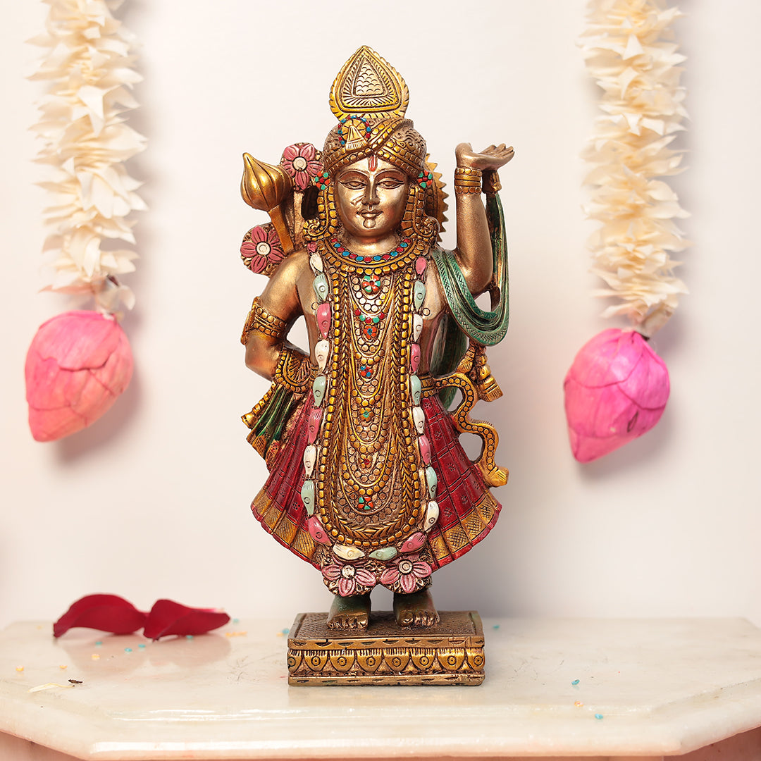 Alluring Shrinath Ji/Shreenath Ji/Dwarkadhish idol For Puja/Home/office/Gifting In 10 Inch (26 Cm)