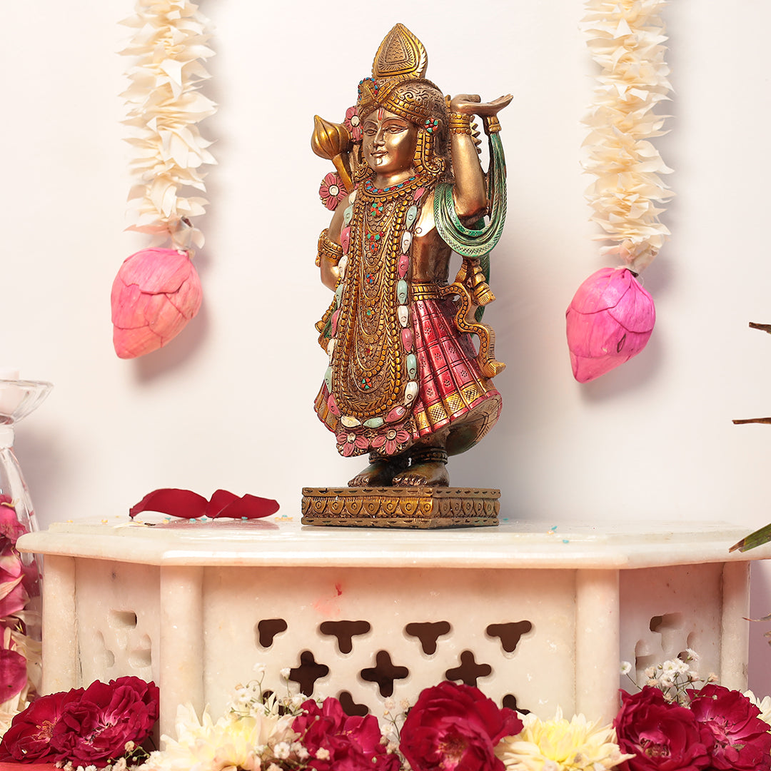 Alluring Shrinath Ji/Shreenath Ji/Dwarkadhish idol For Puja/Home/office/Gifting In 10 Inch (26 Cm)