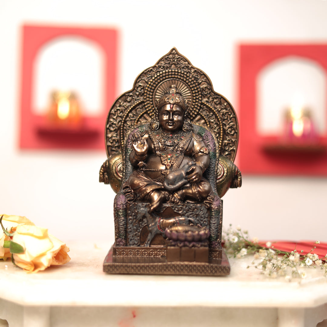 Divine Lord Kuber Idol In Copper Finish (In 7 Inch)
