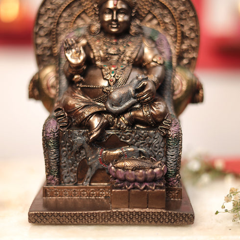 Divine Lord Kuber Idol In Copper Finish (In 7 Inch)
