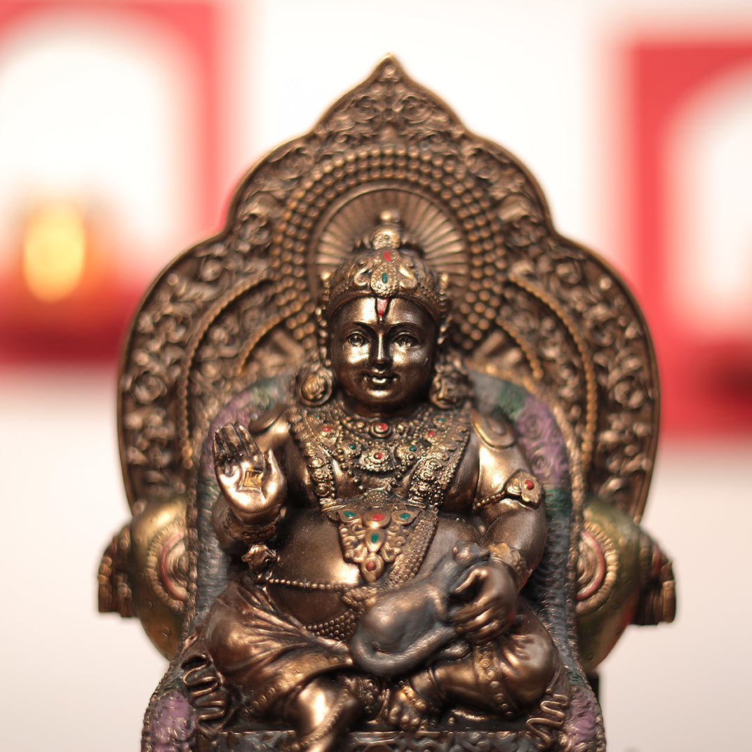 Divine Lord Kuber Idol In Copper Finish (In 7 Inch)
