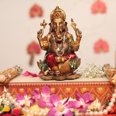 Lotus Ganesh Idol In 7 Inches
