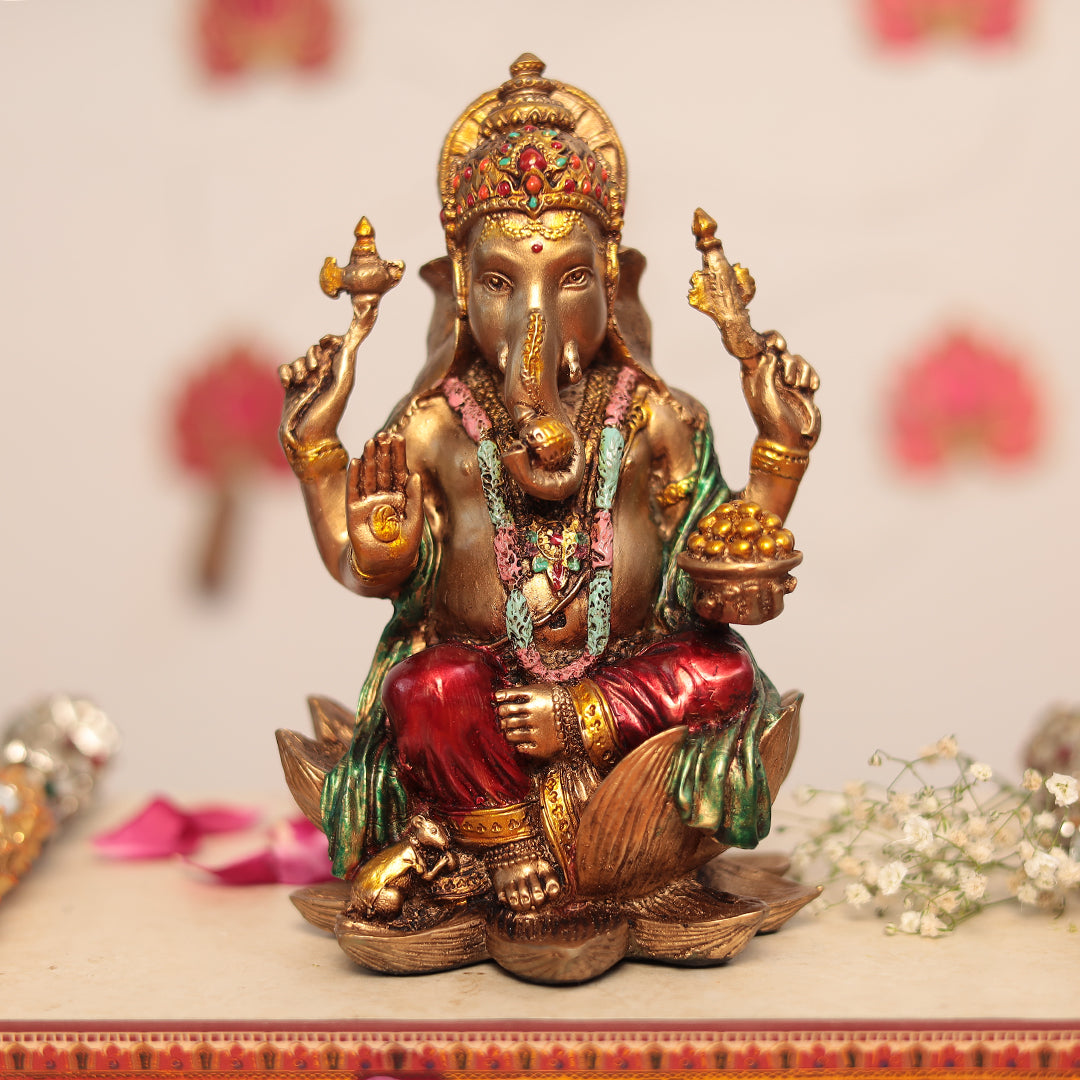 Lotus Ganesh Idol In 7 Inches