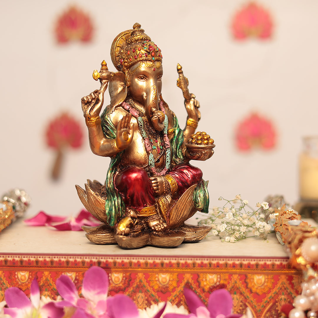 Lotus Ganesh Idol In 7 Inches