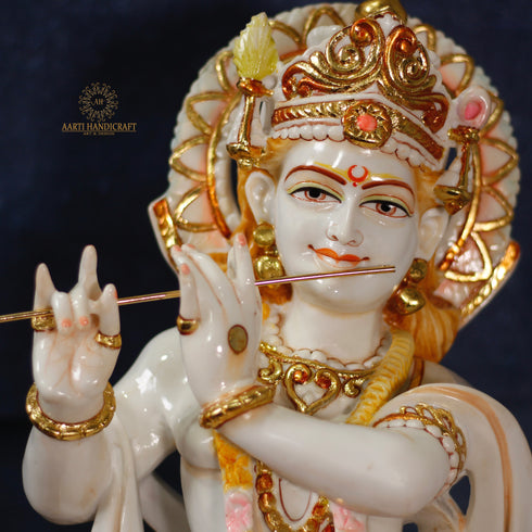 28" Krishna Statue | Resin (Marble Dust)