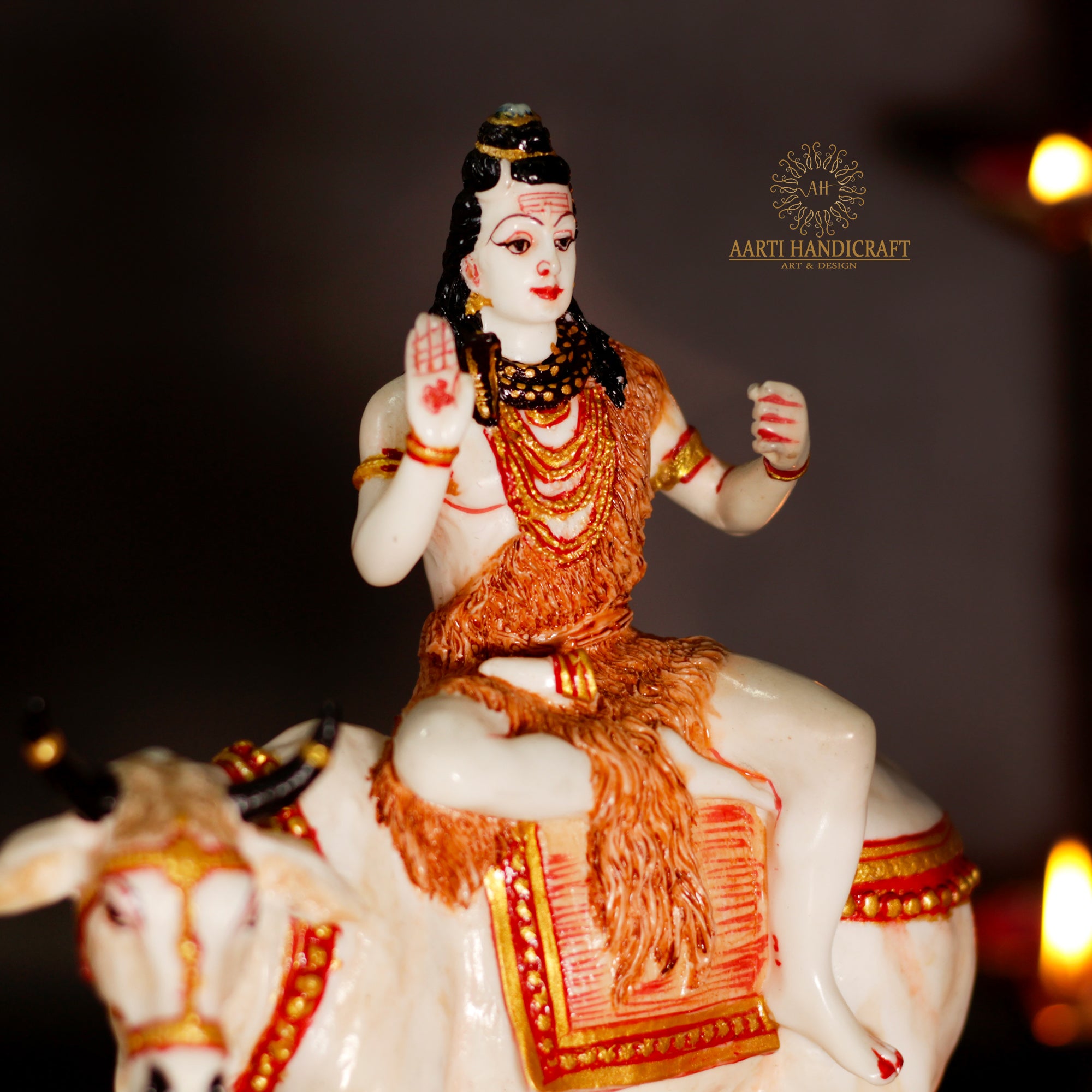 Blessing Shiva sitting on Cow | 9 Inches