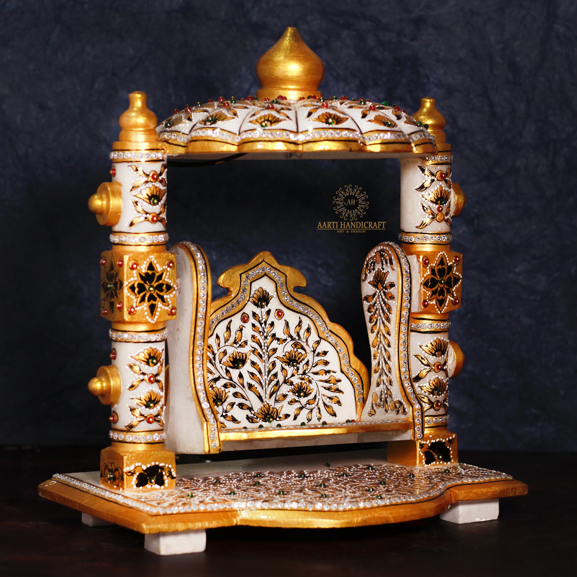 Marble Laddu Gopal Ji Jhula With Multicolor Light and Stone Work | Unique Karigari