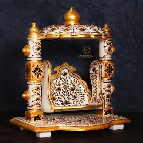 Marble Laddu Gopal Ji Jhula With Multicolor Light and Stone Work | Unique Karigari