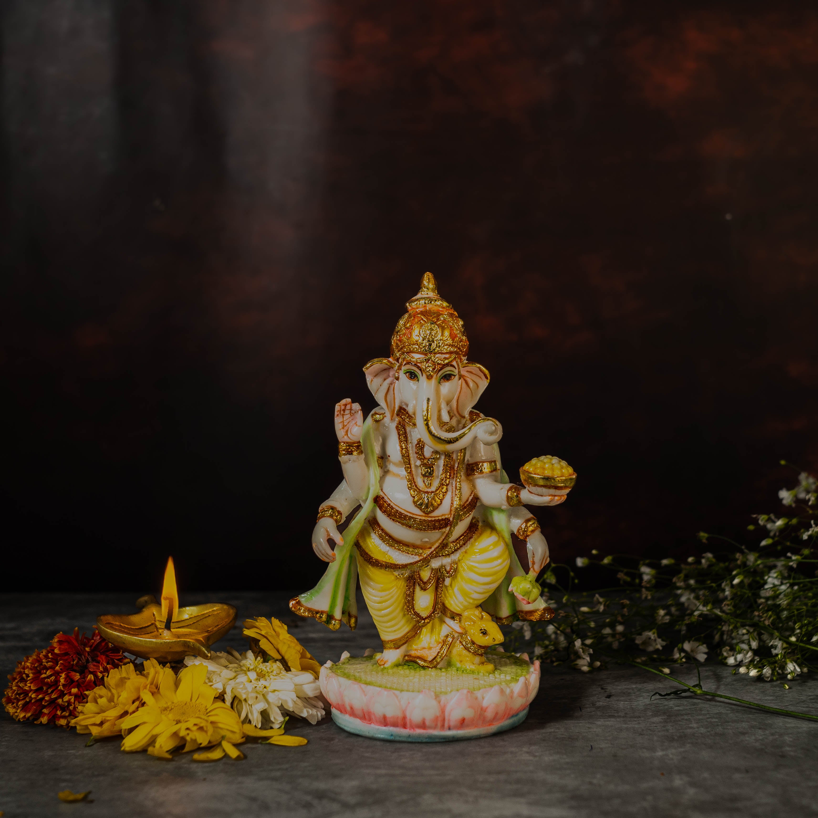 7" Standing Ganesha in Marble Dust