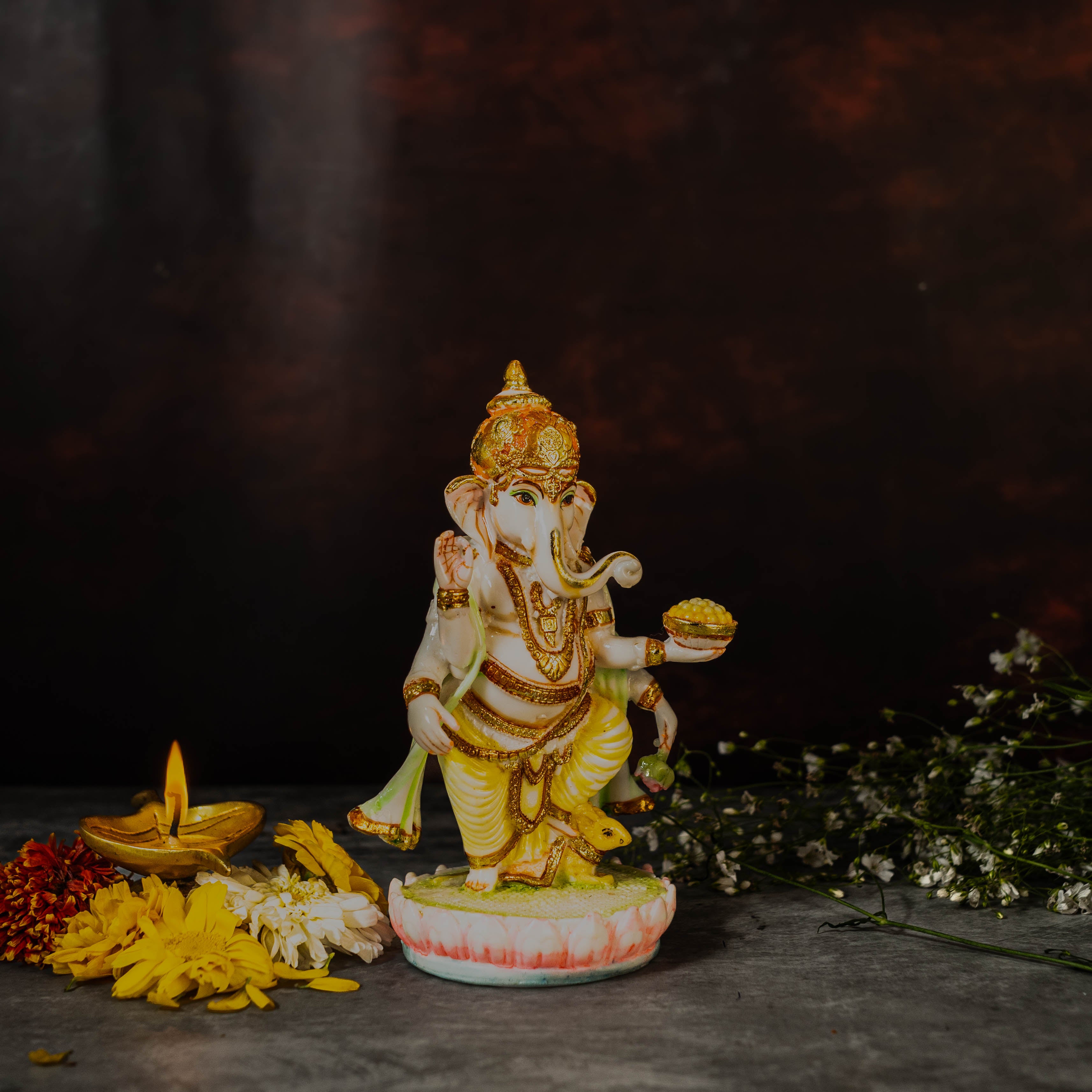 7" Standing Ganesha in Marble Dust