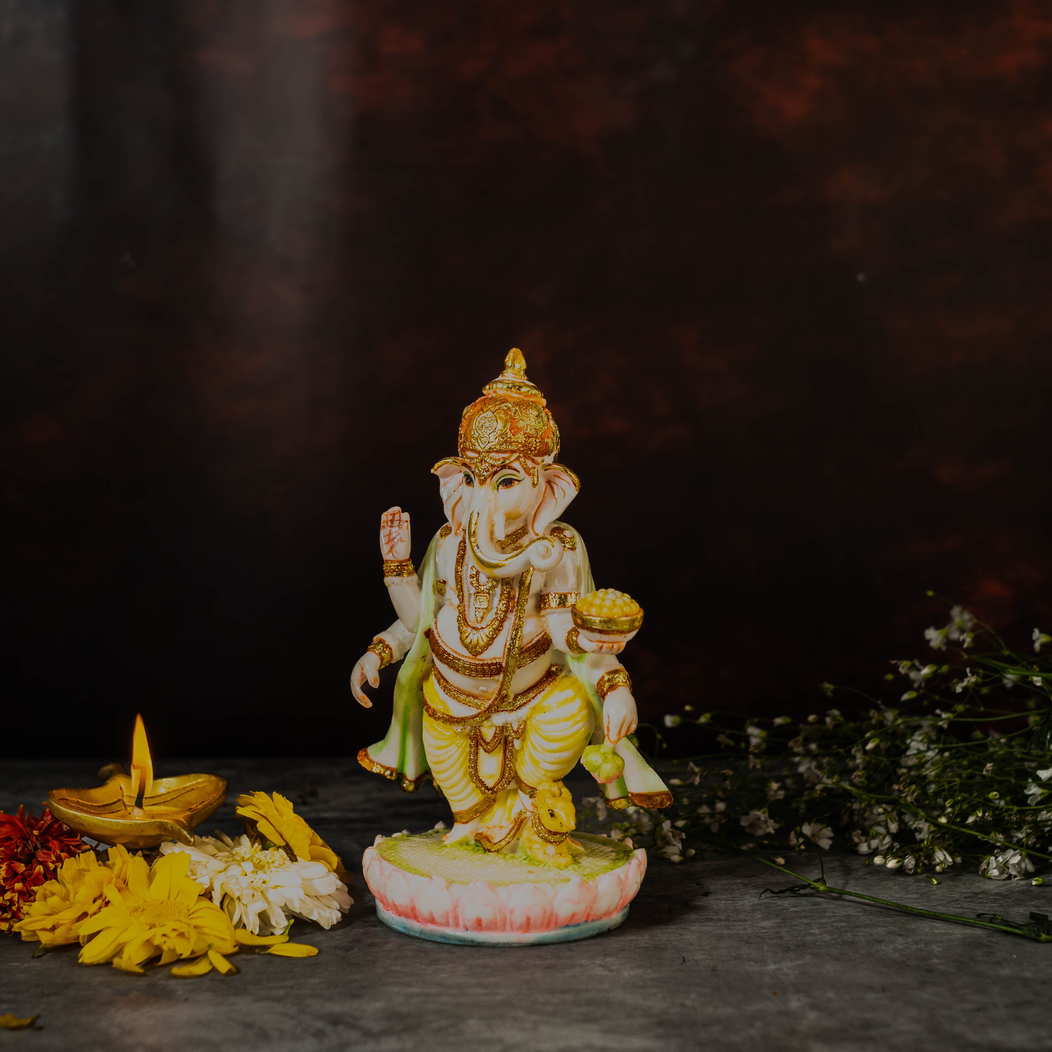 7" Standing Ganesha in Marble Dust