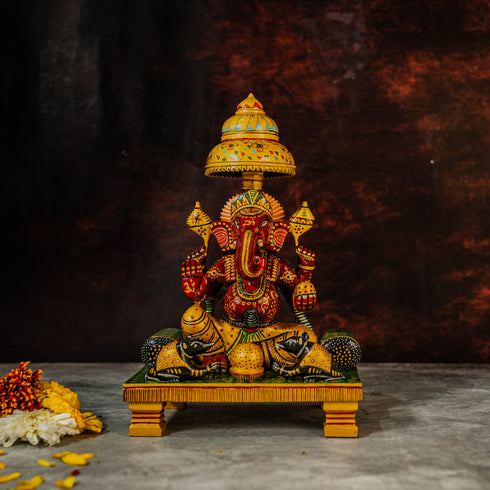 11" Chowki Ganesh | Wooden Light Weight