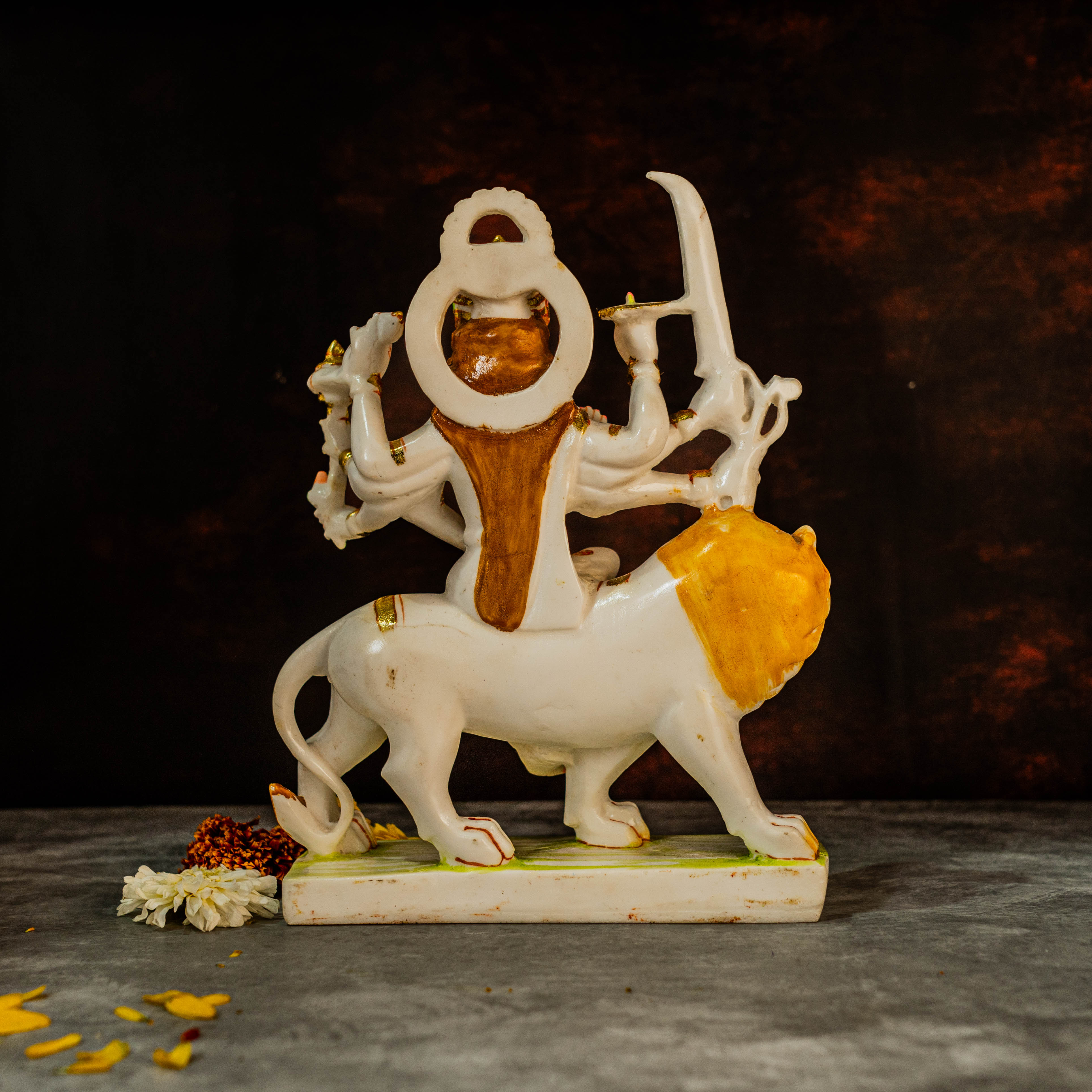 12" Goddess Durga Figurine in Marble Dust