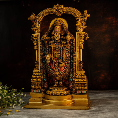 Beautifully Detailed 15" Tirupati Balaji In Marble Dust