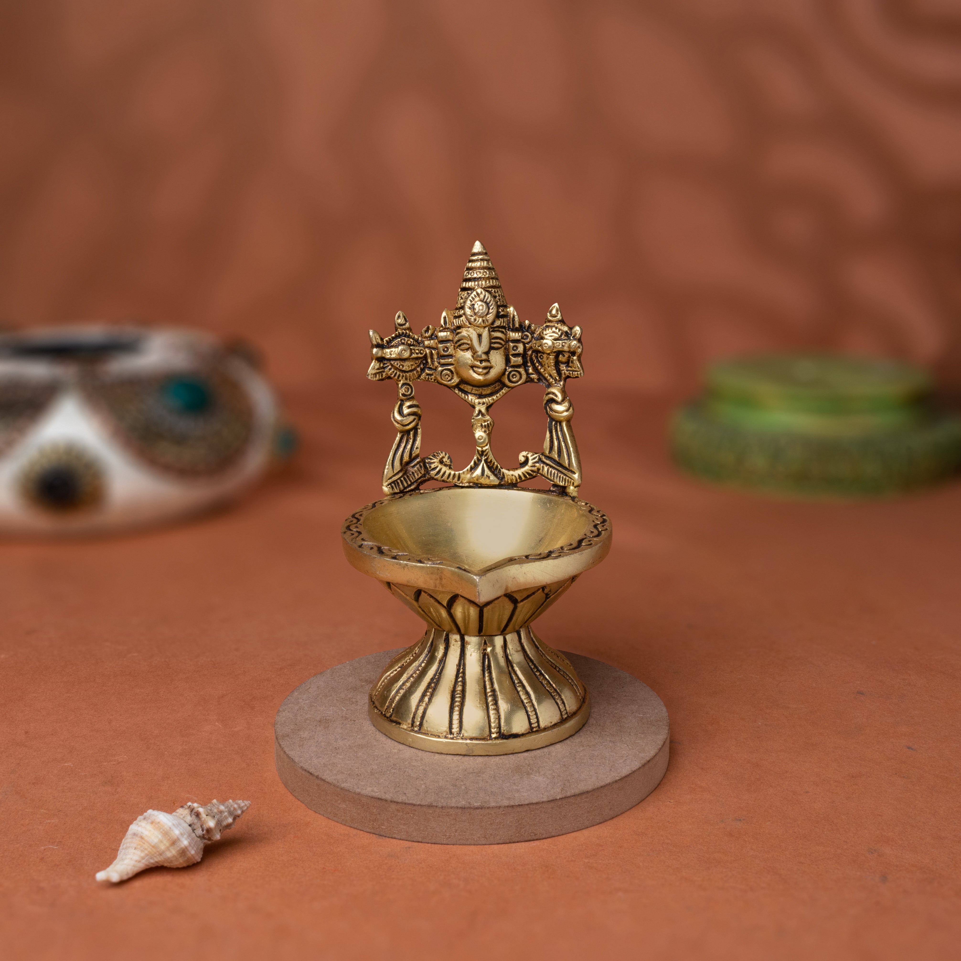 Light of Faith, Lord Tirupati Balaji through this exquisitely handcrafted Brass Face Diya In 5.5 Inch