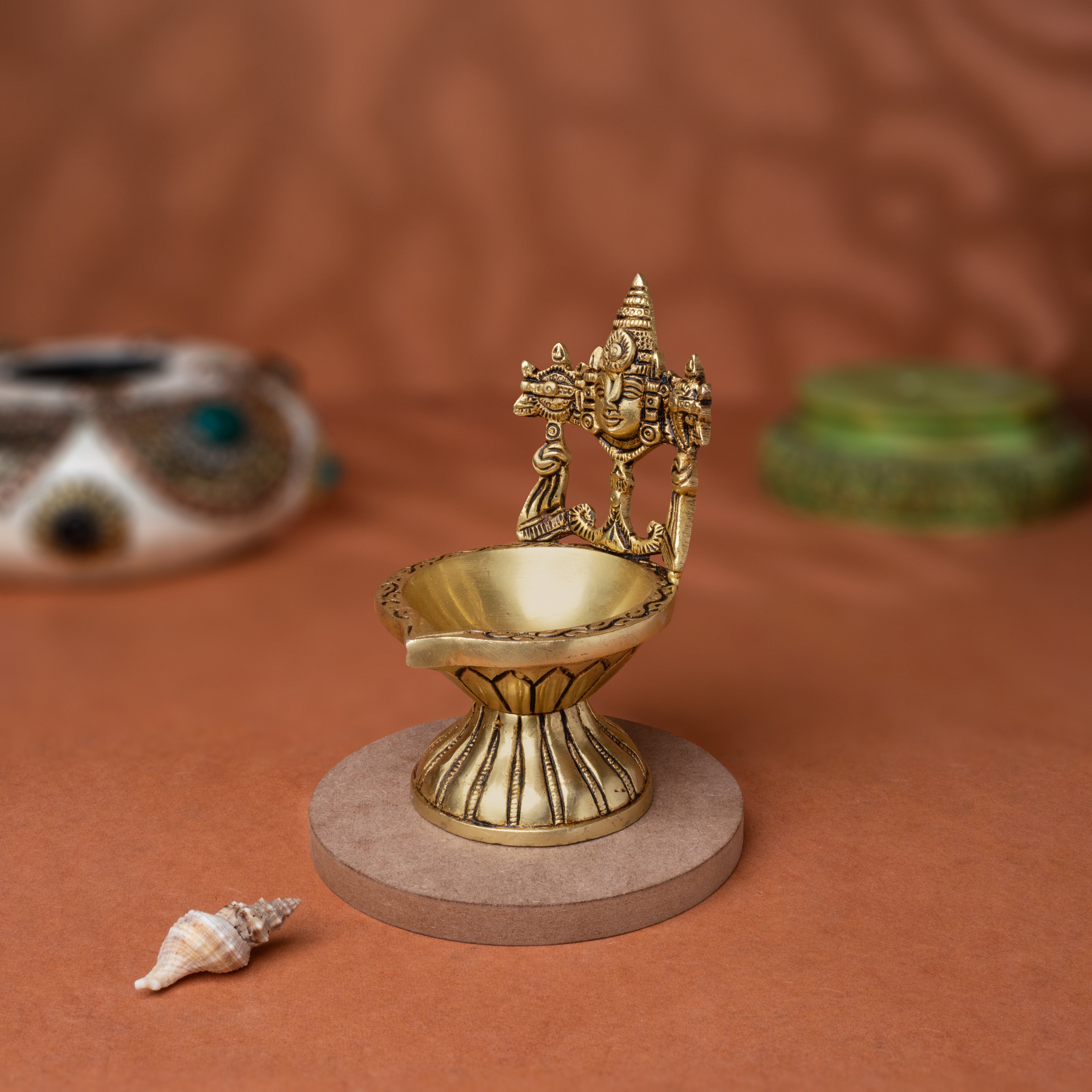 Light of Faith, Lord Tirupati Balaji through this exquisitely handcrafted Brass Face Diya In 5.5 Inch