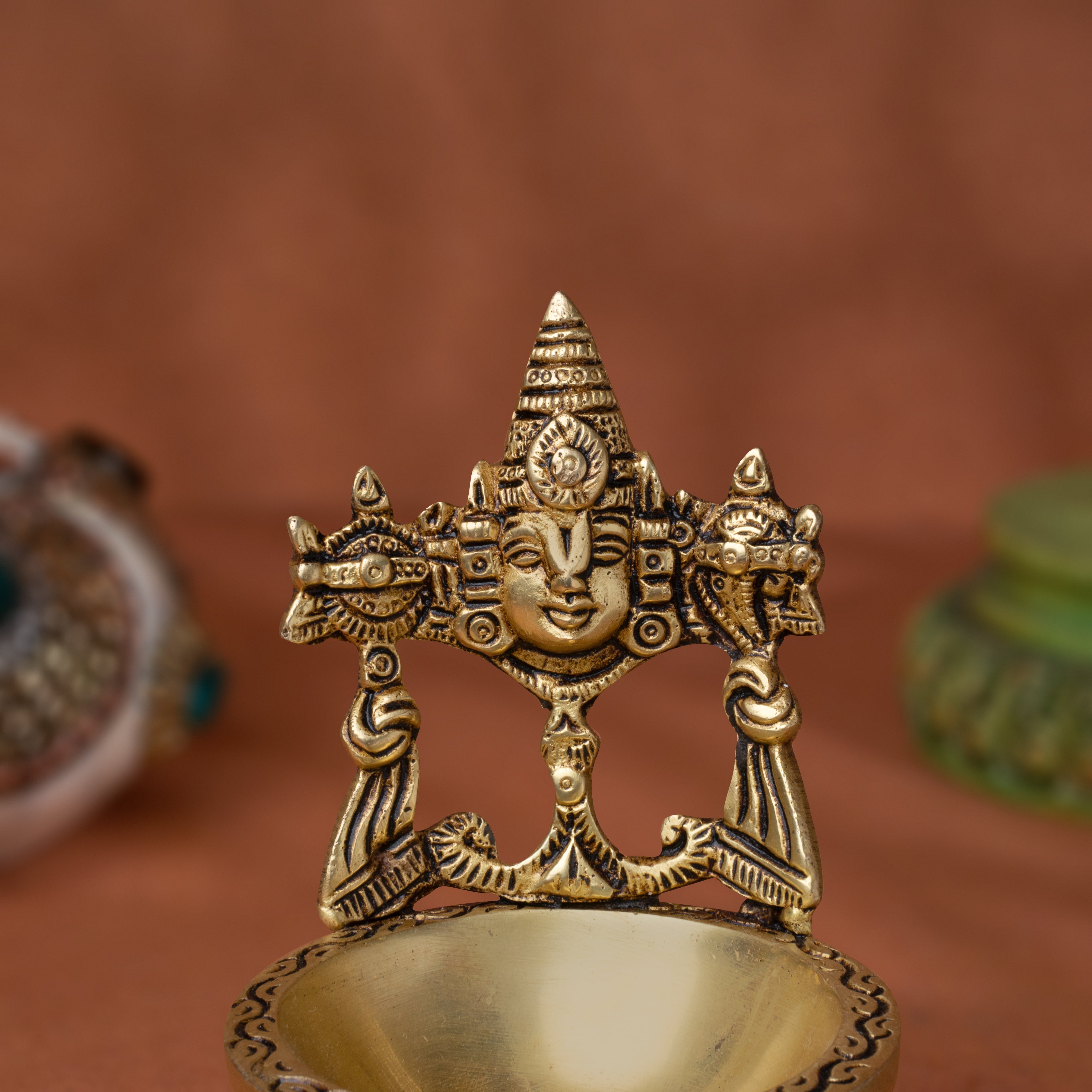 Light of Faith, Lord Tirupati Balaji through this exquisitely handcrafted Brass Face Diya In 5.5 Inch