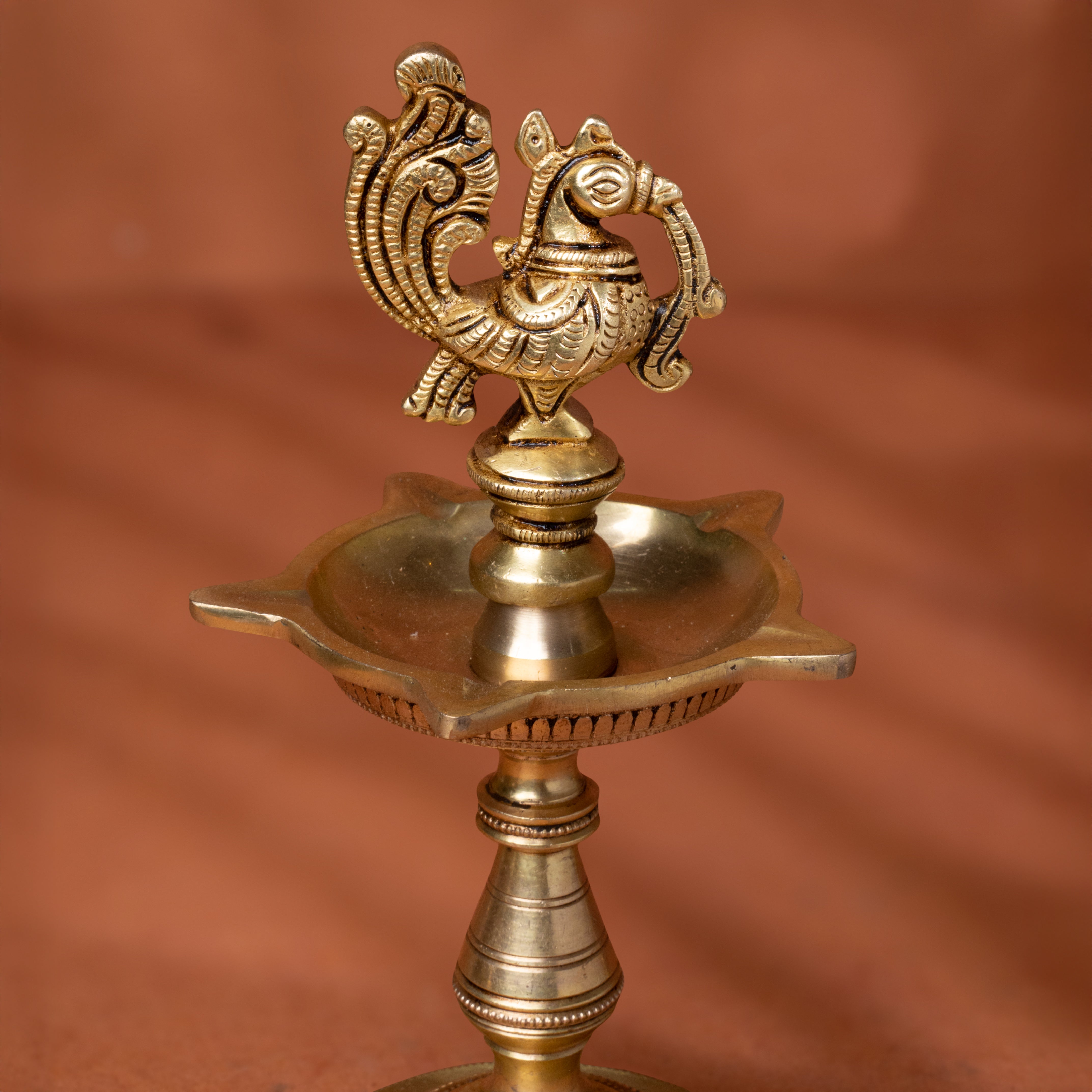 Superfine Brass Peacock Diya set For Diwali/Puja Decor/Gift In 8 Inch