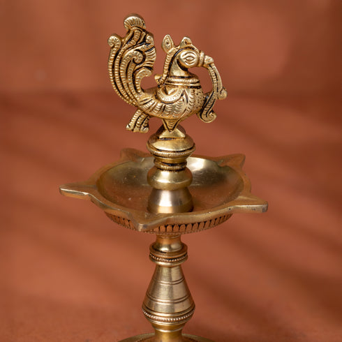Superfine Brass Peacock Diya set For Diwali/Puja Decor/Gift In 8 Inch
