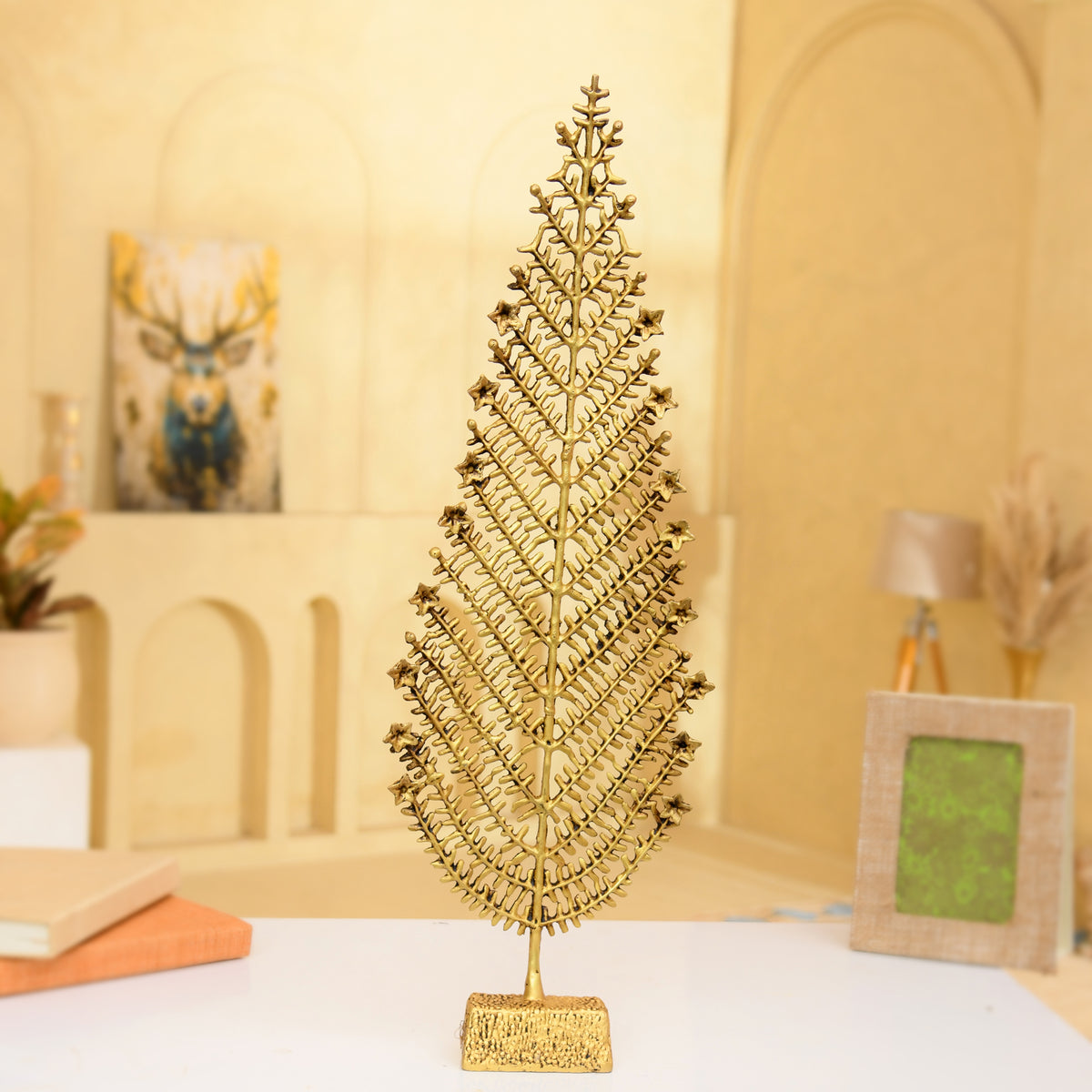 Brass Office/Home Desk Decorative Christmas Tree | 26.5 inches