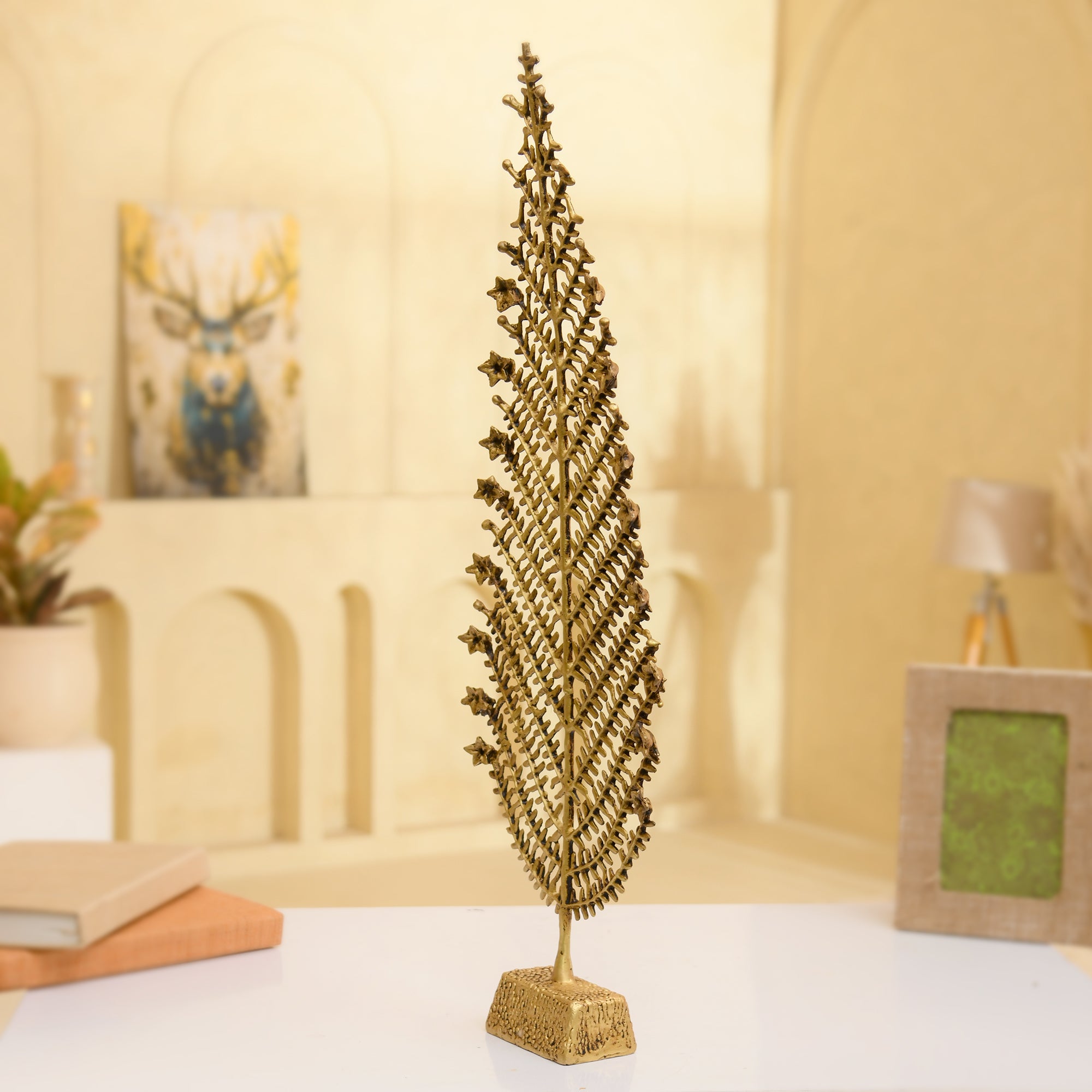 Brass Office/Home Desk Decorative Christmas Tree | 26.5 inches