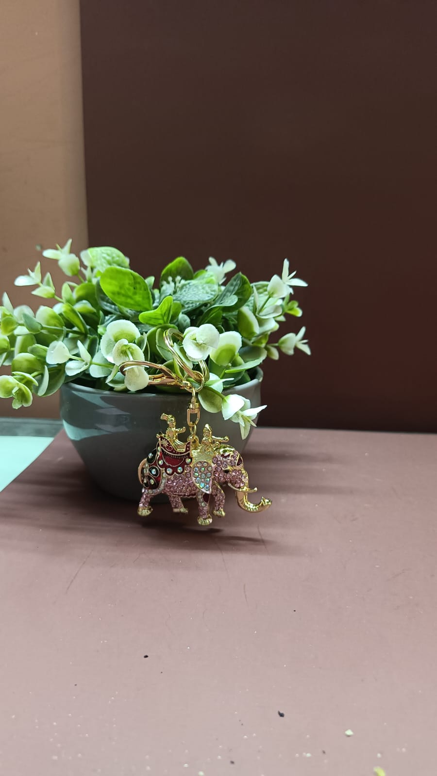 Crystal Elephant Keychain - Inlaid with Rhinestones ! Lucky Charm & Stylish Accessory , Premium Gold Finish