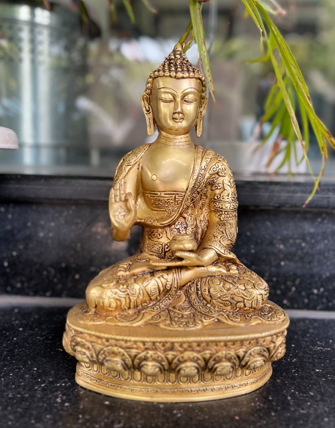 Premium Fine Carving Blessing Buddha In 13 Inches (33 Cm)