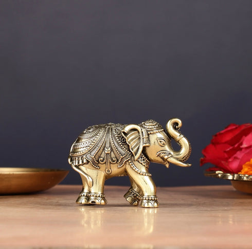 Brass Superfine Up Trunk Elephant Miniature 2" Inch