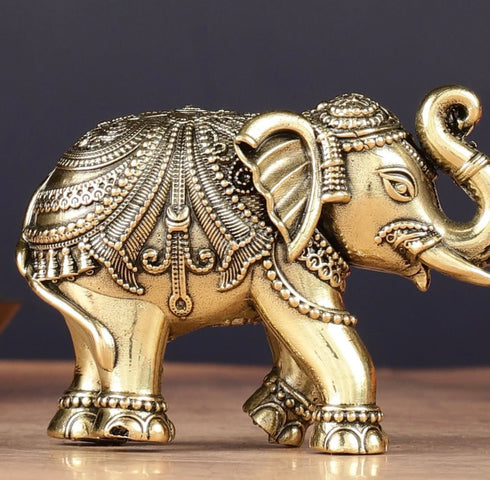 Brass Superfine Up Trunk Elephant Miniature 2" Inch