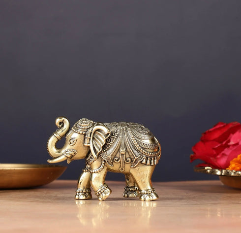 Brass Superfine Up Trunk Elephant Miniature 2" Inch