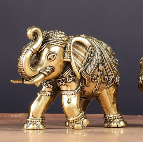 Brass Superfine Up Trunk Elephant Miniature 2" Inch